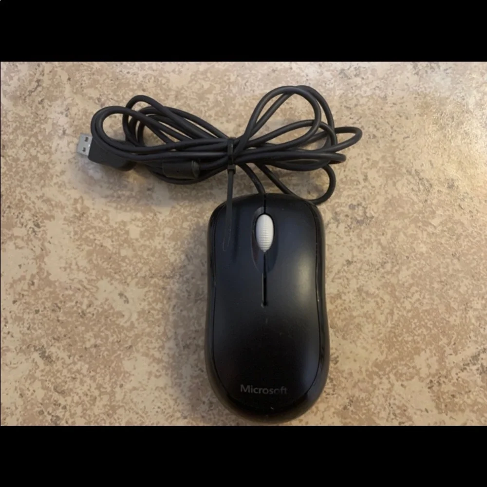 Black Microsoft Wired Basic Optical Mouse
